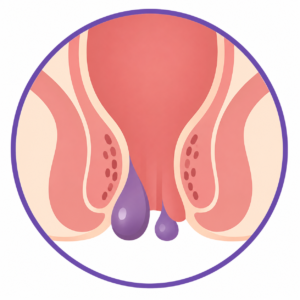 Medical illustration of haemorrhoidal disease