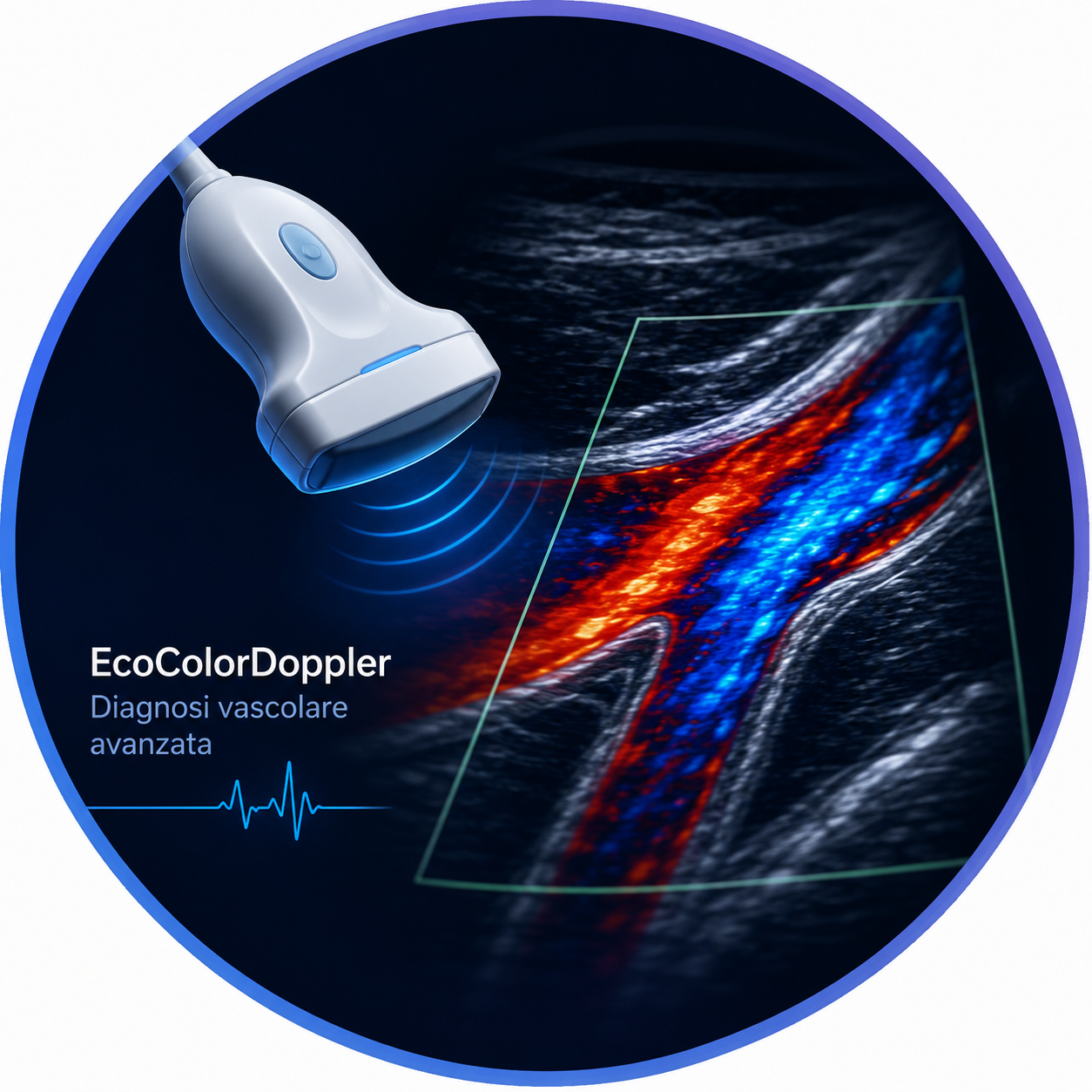 Venous colour Doppler ultrasound during a phlebology consultation at Centro Medico Gargano