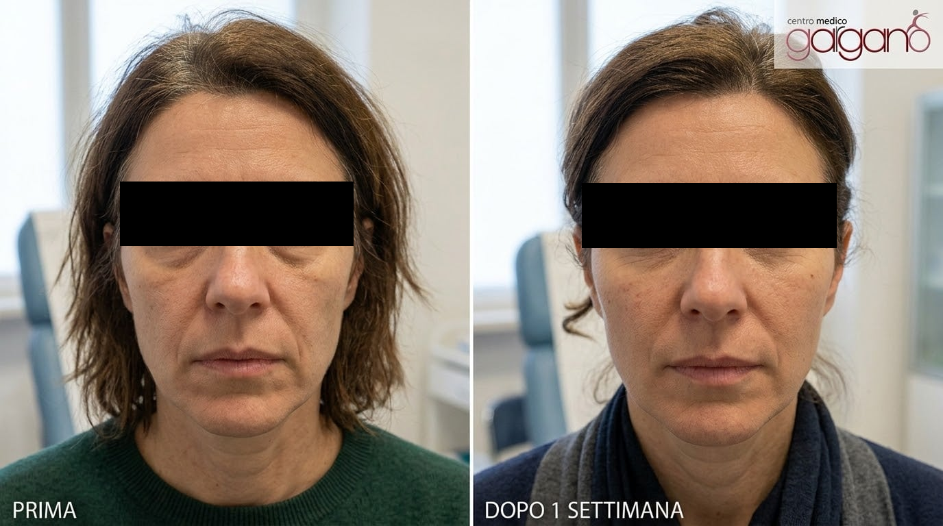 Cheekbone filler: photographic comparison of the face before and one week after